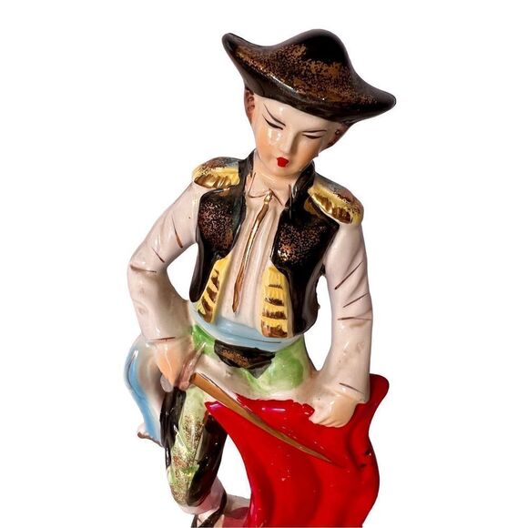 Vibrant Mid Century Bullfighter Figurine
Matador Statue With Sword & Red
Cape - Picture 3 of 12